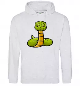 Мужская толстовка (худи) Кобра контур тонкий Серый меланж фото
