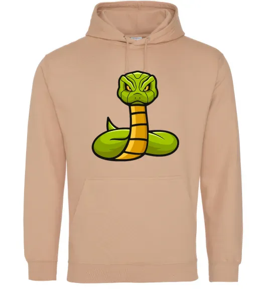 Мужская толстовка (худи) Зелена гримуча змія Песочный фото