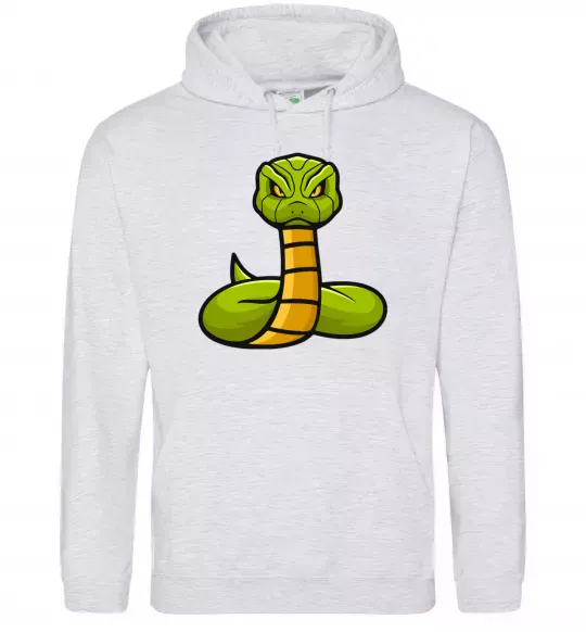 Женская толстовка (худи) Зелена гримуча змія Серый меланж фото