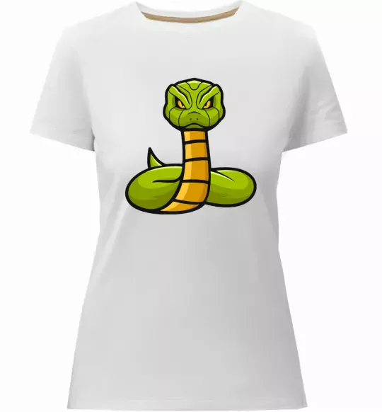 Женская премиум футболка Зелена гримуча змія Белый фото