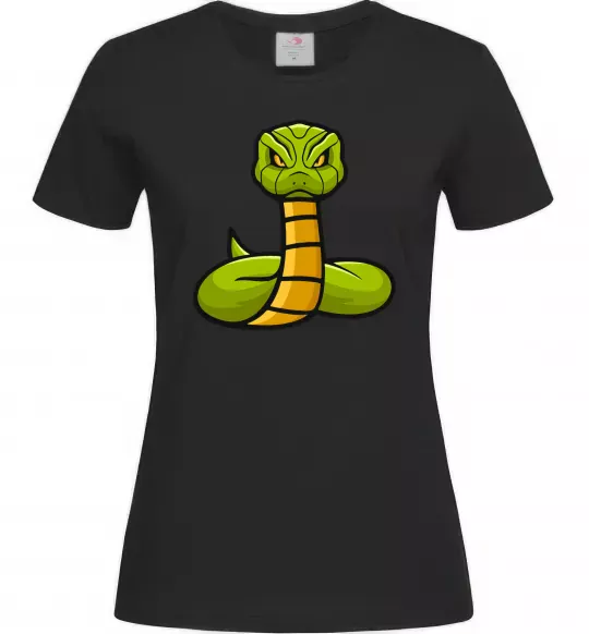 Жіноча футболка Зелена гримуча змія Чорний фото