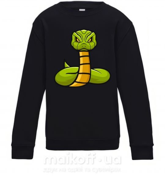 Детский Свитшот Зеленая гремучая змея Черный фото