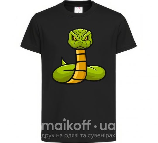 Дитяча футболка Зеленая гремучая змея Чорний фото