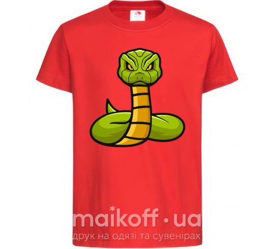 Детская футболка Зеленая гремучая змея Красный фото