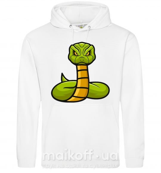 Мужская толстовка (худи) Зеленая гремучая змея Белый фото
