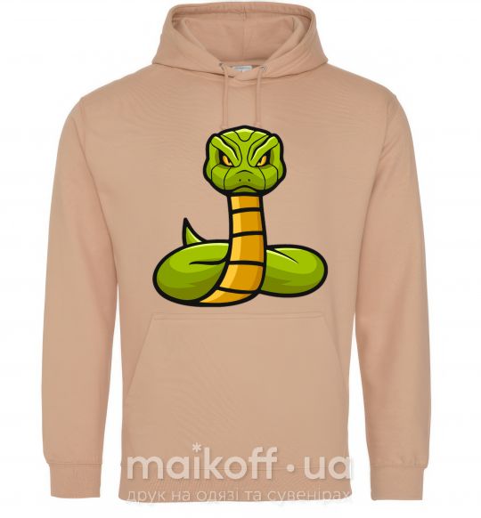 Чоловіча толстовка (худі) Зеленая гремучая змея Пісочний фото