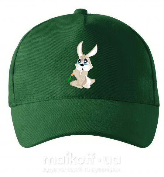 Кепка Голубоглазый заяц с морковкой Темно-зеленый фото