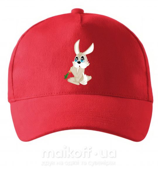 Кепка Голубоглазый заяц с морковкой Красный фото