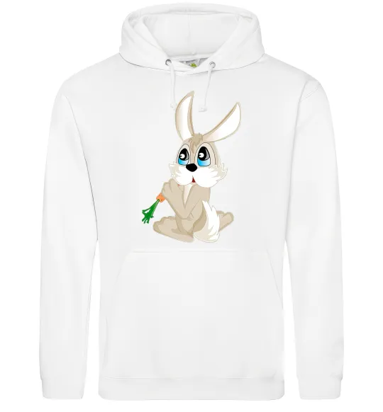 Мужская толстовка (худи) Кролик з морквинкою Белый фото