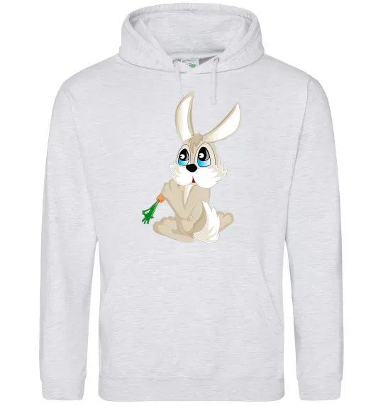 Женская толстовка (худи) Кролик з морквинкою Серый меланж фото