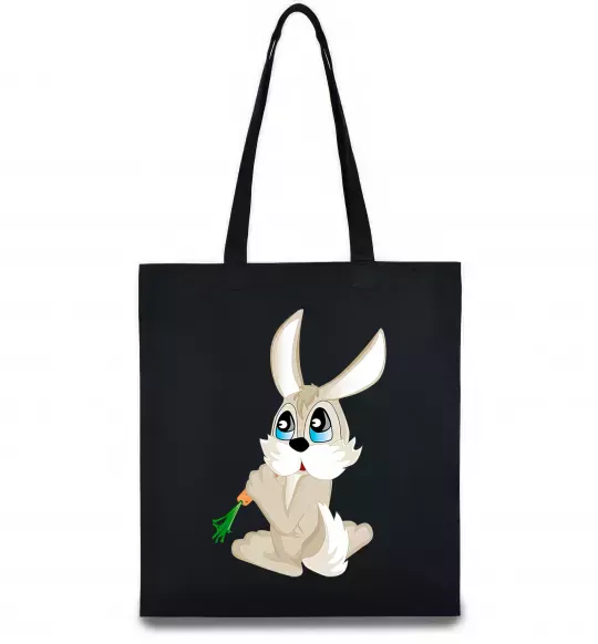 Еко-сумка Кролик з морквинкою Чорний фото
