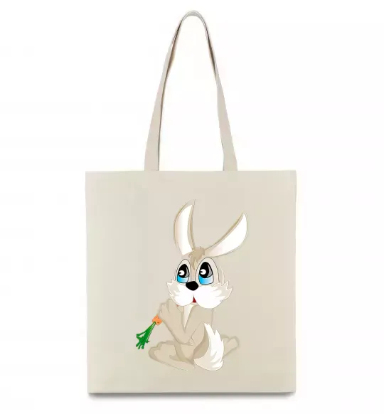 Еко-сумка Кролик з морквинкою Бежевий фото