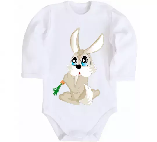 Детский боди Кролик з морквинкою Белый фото