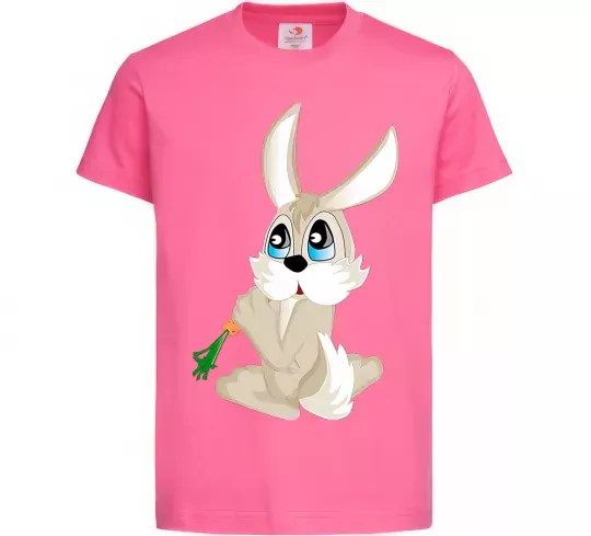 Детская футболка Кролик з морквинкою Ярко-розовый фото