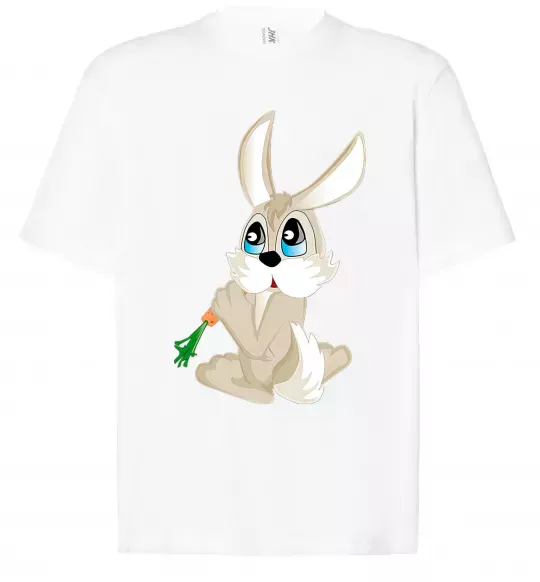 Футболка Оверсайз Кролик з морквинкою Белый фото