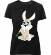 Женская премиум футболка Кролик з морквинкою Черный фото
