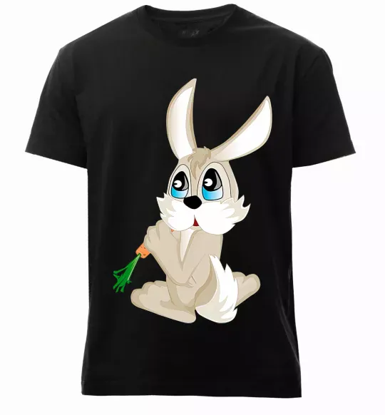 Мужская премиум футболка Кролик з морквинкою Черный фото