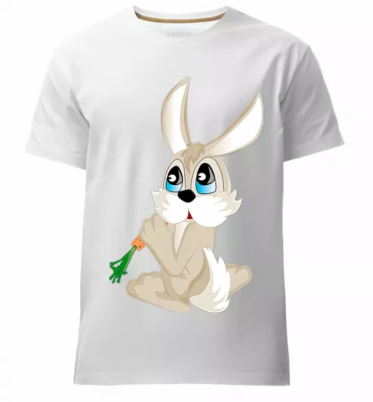 Мужская премиум футболка Кролик з морквинкою Белый фото