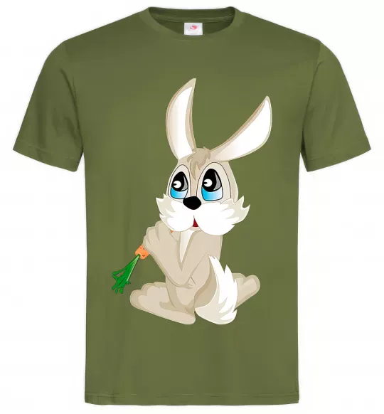 Чоловіча футболка Кролик з морквинкою Оливковий фото