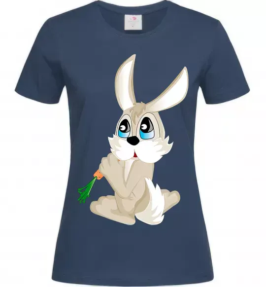 Женская футболка Кролик з морквинкою Темно-синий фото