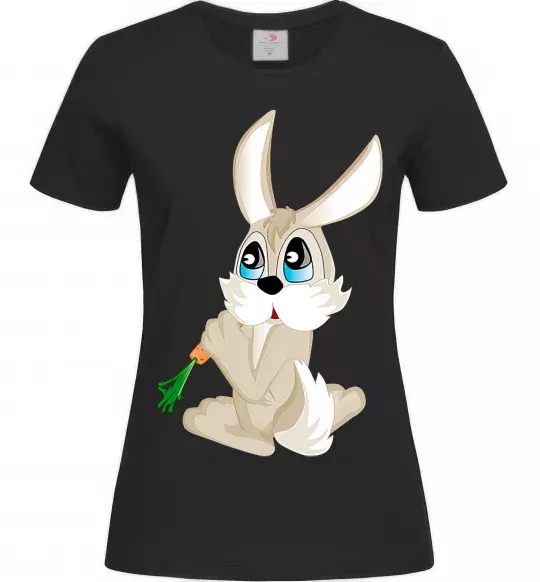 Женская футболка Кролик з морквинкою Черный фото