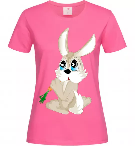 Женская футболка Кролик з морквинкою Ярко-розовый фото