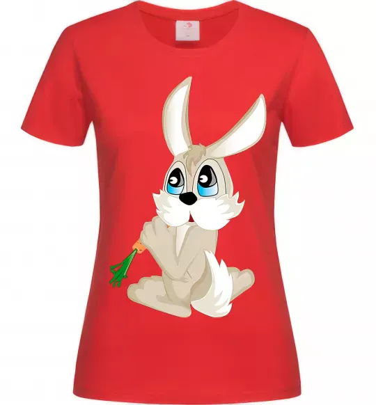 Женская футболка Кролик з морквинкою Красный фото