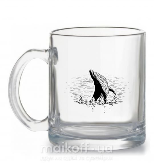 Чашка скляна Кит в волнах Прозорий фото