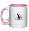 Чашка с цветной ручкой Кит в волнах Нежно розовый фото