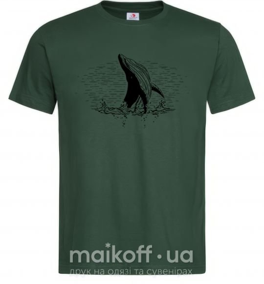 Мужская футболка Кит в волнах Темно-зеленый фото