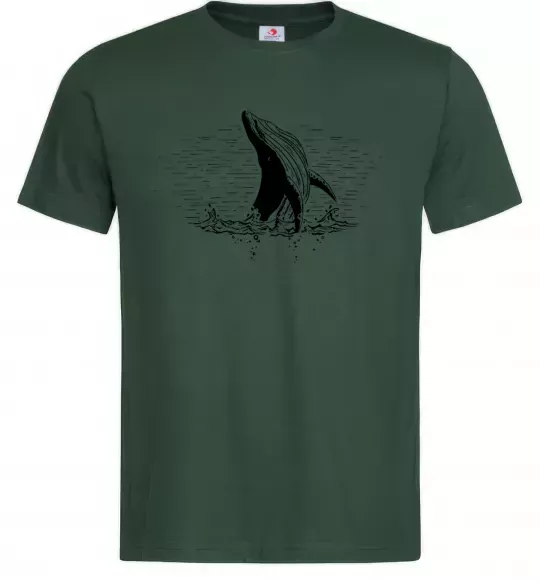 Мужская футболка Кит в хвилях Темно-зеленый фото