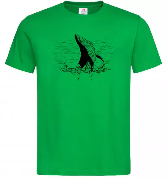 Мужская футболка Кит в хвилях Зеленый фото