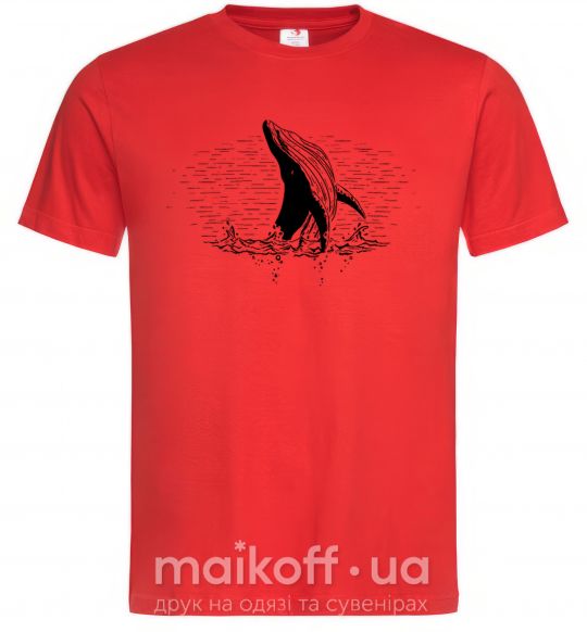 Мужская футболка Кит в волнах Красный фото