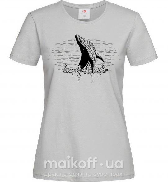 Женская футболка Кит в волнах Серый фото