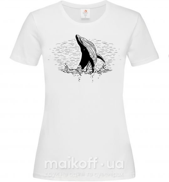 Жіноча футболка Кит в волнах Білий фото