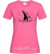 Женская футболка Кит в волнах Ярко-розовый фото