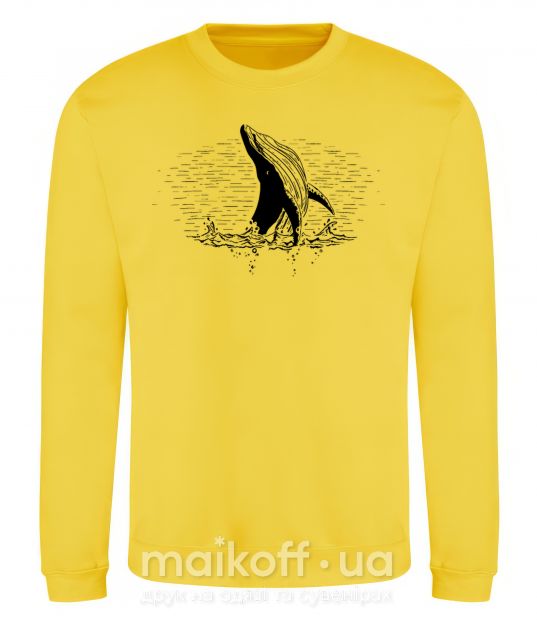 Світшот Кит в волнах Сонячно жовтий фото