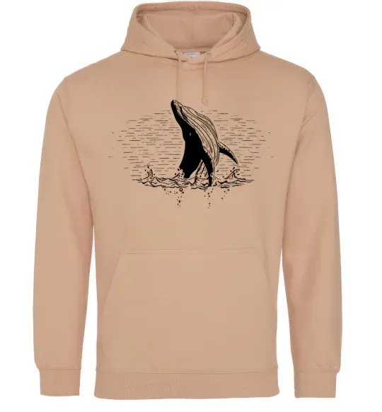 Жіноча толстовка (худі) Кит в хвилях Пісочний фото