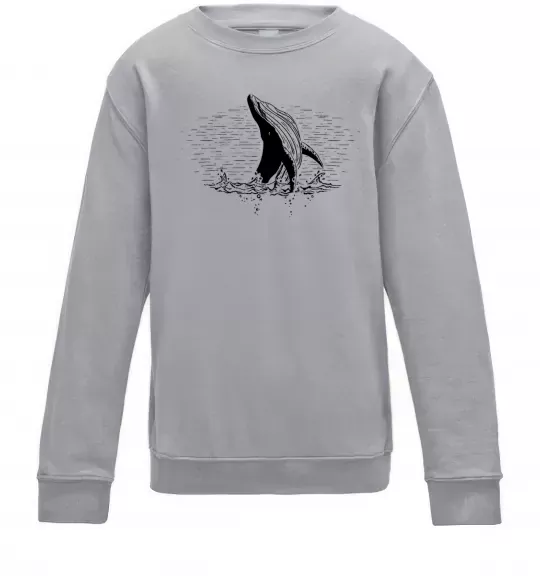 Детский Свитшот Кит в хвилях Серый меланж фото