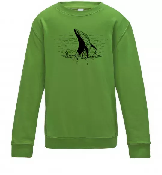 Детский Свитшот Кит в хвилях Лаймовый фото