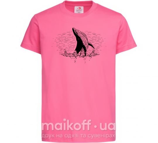Детская футболка Кит в волнах Ярко-розовый фото