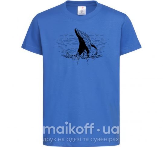 Детская футболка Кит в волнах Ярко-синий фото