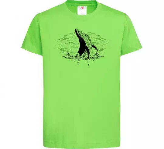 Дитяча футболка Кит в хвилях Лаймовий фото