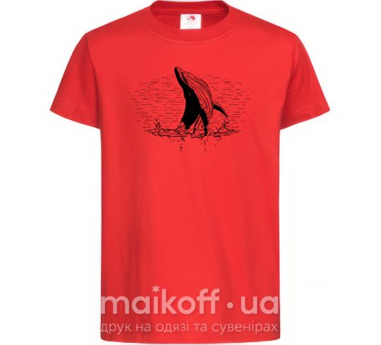 Детская футболка Кит в волнах Красный фото
