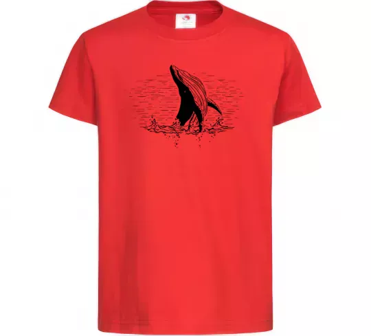 Дитяча футболка Кит в хвилях Червоний фото