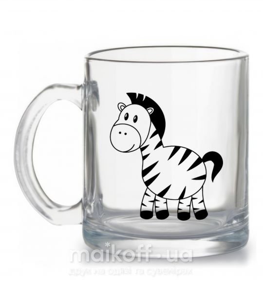 Чашка скляна Малыш зебры Прозорий фото