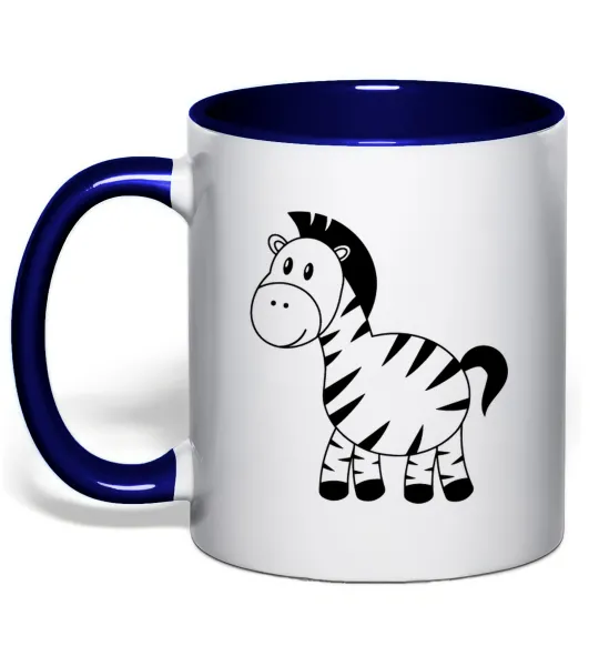 Чашка з кольоровою ручкою Маленька зебра Глибокий темно-синій фото