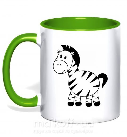 Чашка с цветной ручкой Малыш зебры Зеленый фото