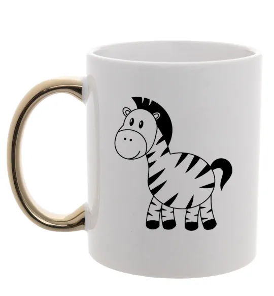 Чашка з кольоровою ручкою Маленька зебра Золото фото