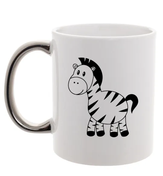 Чашка з кольоровою ручкою Маленька зебра Срібло фото